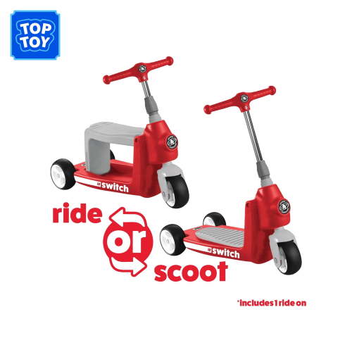 HALO Rise Above Jr Lil' Switch 2-in-1 Rider - Scooter for Ages 1+ - Red