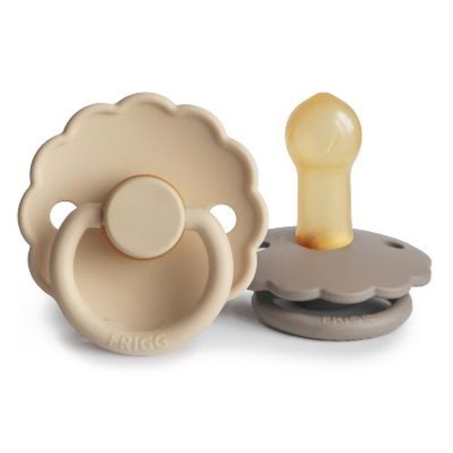 FRIGG Daisy Natural Rubber Pacifier 2-Pack Croissant/Portobello 6-18 months