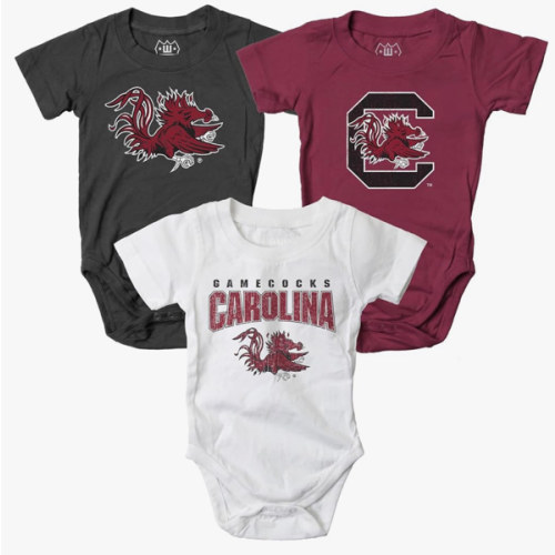 Wes and Willy Baby College Team 3 Pack of Cotton Rompers