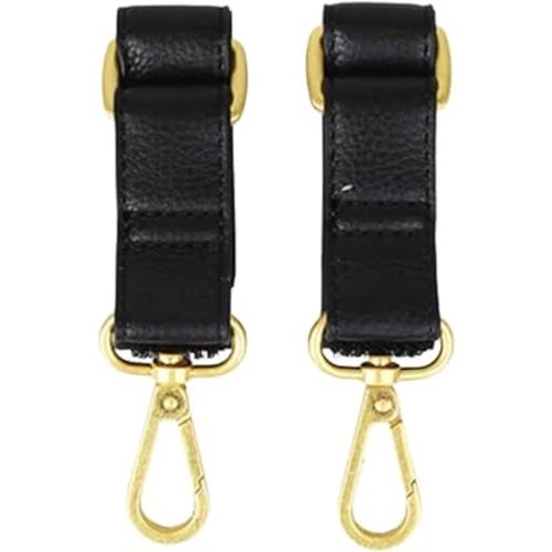FAWN DESIGN The Stroller Hooks 2 Pack, Stroller Clips for Stroller Caddy with Faux Leather Stroller Straps and Bag Hooks, Fit Most Strollers, 4.5x1x1 inches, Black