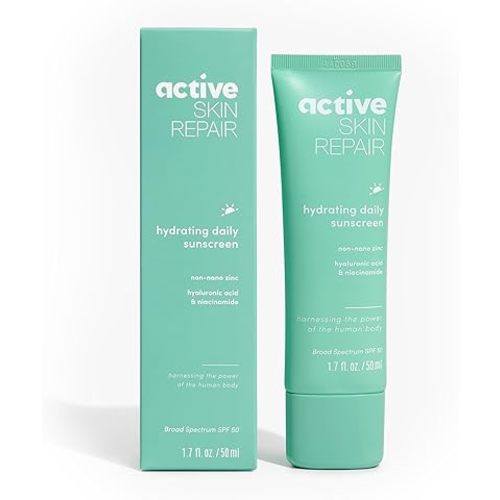 Active Skin Repair SPF 50 EWG-Certified Hydrating Daily Sunscreen and Face Moisturizer, Non-Nano Zinc, Non-Toxic Broad Spectrum Protection Hydrating Mineral Facial Sunscreen, 1.7 fl. oz.