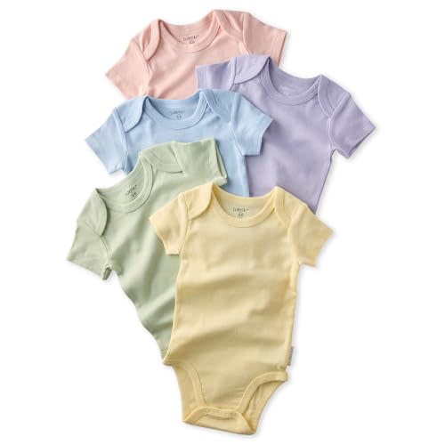 Butterblu Avery Multipack Short Sleeve Bodysuits 100% Organic Cotton | GOTS certified Organic Cotton for Baby & Toddler Girls, Boys, Easy Snap On Closure, Machine Wash, 5-Pack, 10-Pack
