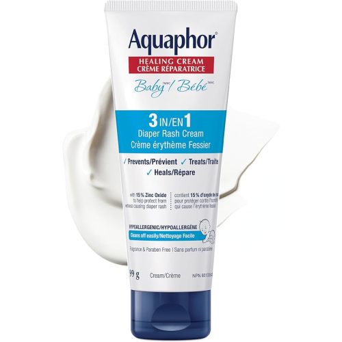Aquaphor Baby Diaper Rash Cream, 15% Zinc Oxide, Fragrance Free, 99g