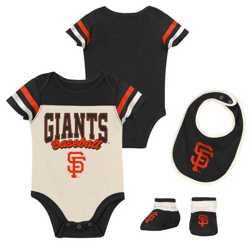 Newborn San Francisco Giants Outerstuff Black Up One Three-Piece Bodysuit, Bib & Booties Set