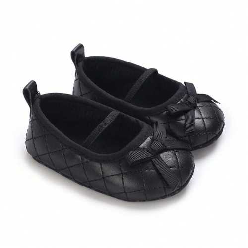 Infant Baby Girls Mary Jane Shoes Newborn Bowknot Quilted PU Princess Flats Casual Walking Shoes | SHEIN USA
