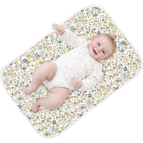 Coinarin Baby Diaper Changing Pad – 31.5" x 21.5" Extra Large Waterproof Absorbent Portable Changing Mat, Reusable Changing Pad Liner for Travel or at Home Use(Floral2)
