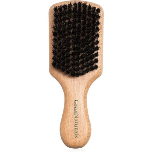 GranNaturals Soft Boar Bristle Slick Back Hair Brush - Hairbrush for Smoothing, Fades, Beards, 360 Waves to Style, Polish, & Lay Down Hair to Create a Sleek Ponytail Bun Hairstyle for Women & Men