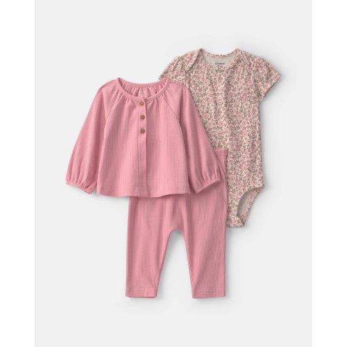 Baby Girl 3-Piece Floral Layering Set - Pink