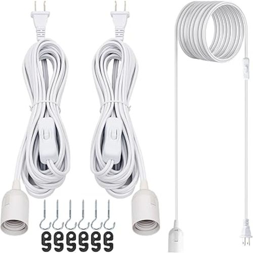 JACKYLED Extension Hanging Lantern Cord Cable 2-Pack 20ft UL