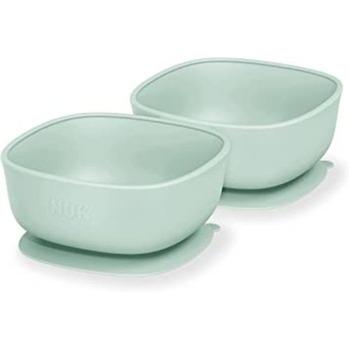 NUK Silicone Baby Suction Bowls, Suction Feature Helps Reduce Spills, Microwave & Dishwasher Safe, BPA-Free, Pack of 2