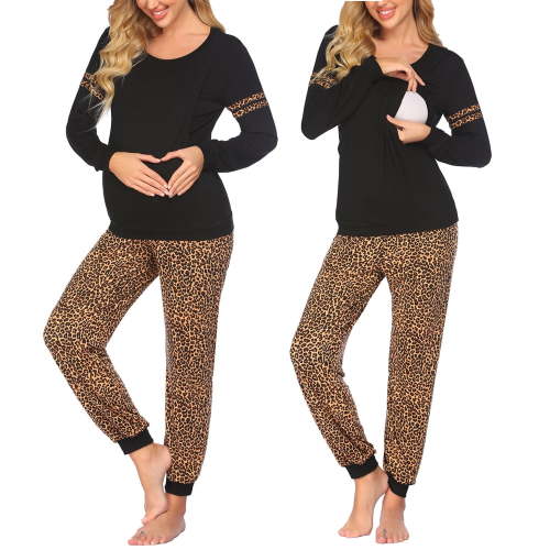 Avidlove Maternity Nursing Pajama Set for Breastfeeding Loungewear Sets Women Fall Long Sleeve Top and Jogger Pants for Pregnant and Postpartum
