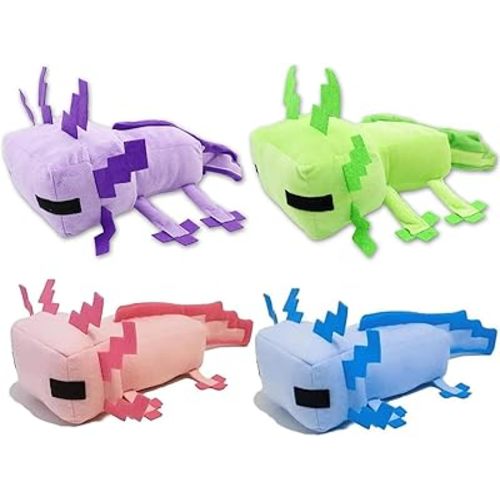 Blue Axolot Plush、Green Axolot Plush、 Pink Axolot Plush and Purple Axolot Plush Plush Stuffed Toy Soft Throw Pillow Kids Birthday Gift for Holidays, Birthdays(4PCS