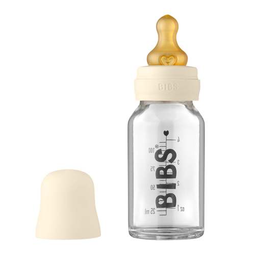 BIBS Baby Glass Bottle Complete Set Latex 110ml - Ivory