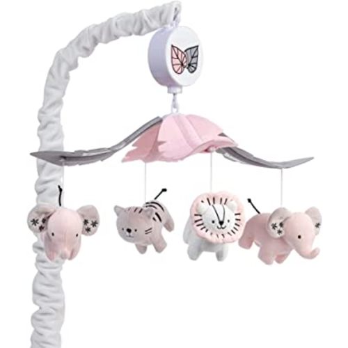 Lambs & Ivy Happy Jungle Musical Baby Crib Mobile Safari Animals Soother Toy