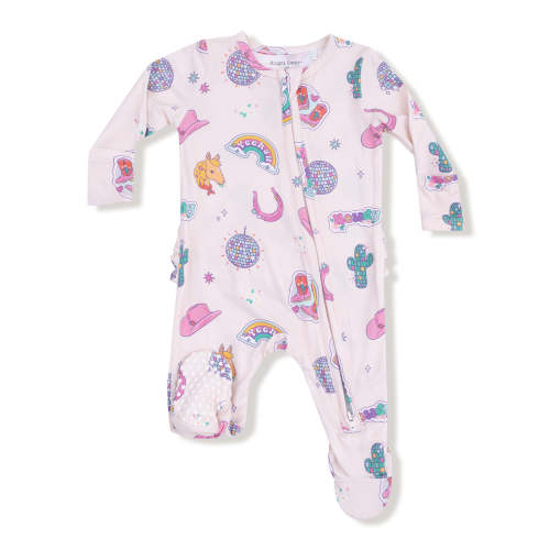 2-Way Zip Ruffle Footie, Disco Cowgirl