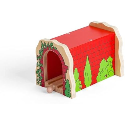Bigjigs Rail Red Brick Train Tunnel | Model Accessories for Wooden Railway Track | Wood Toy Expansion for Steam Engine Fans | Ideal Gifts for 3+ Year Old Kids | Toddler Education Tool