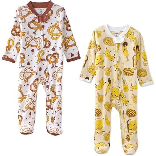 Butterblu Scout 2-Pack Sleep & Plays 100% Organic Cotton Footed Zip Front Sleeper Pajamas for Baby Boys & Girls