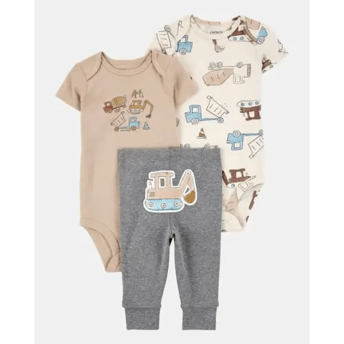 Baby Boy 3-Piece Construction Little Character Set® - White/Tan/Grey | Carter's