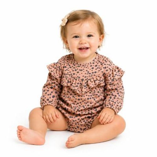 Grayson Threads - Infant Wild About You Long Sleeve Ruffle Sweatshirt Onesie Brown 0-3M