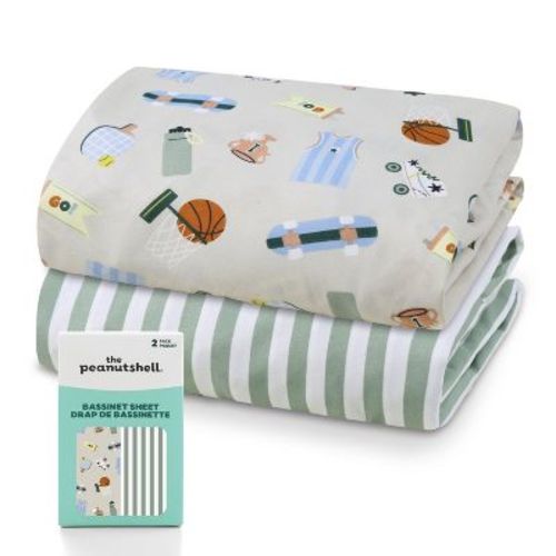 The Peanutshell Baby Bassinet Sheets, Microfiber Sheets, 33" x 19.5", 2 Pack
