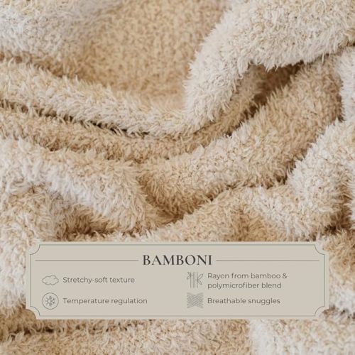 SARANONI Bamboni Luxury Baby Blanket | Cozy & Soft Plush Receiving Blankets | Perfect for Girls & Infant Baby Boy Blankets | Ivory - 30” x 40”