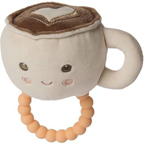 Mary Meyer Sweet Soothie Soft Baby Rattle with Teether Ring, Latte