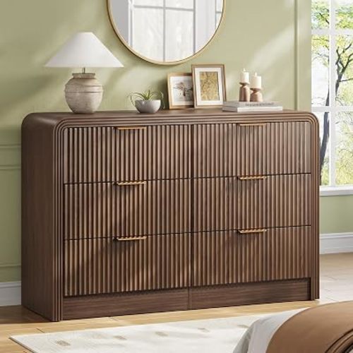 Decofy Fluted 6 Drawers Dresser, 47.2'' Wide Chest of Drawers for Bedroom