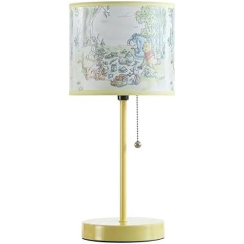 Idea Nuova Table Lamp for Kids, Stick Lamp with Printed Shade & Pull Chain, Bedroom or Nursery Nightstand Lighting,Winnie The Pooh