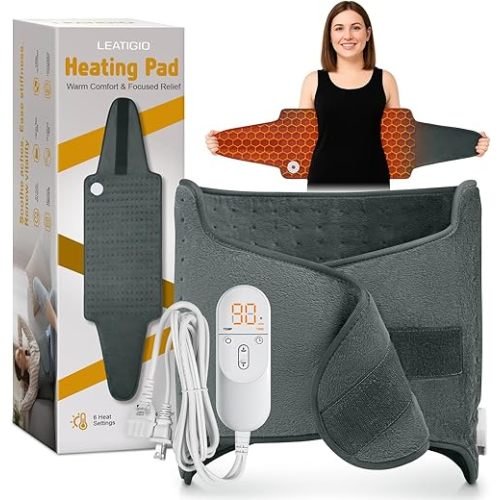 Heating Pad for Back, Electric Heating Pad for Period Cramps, Wrap Around Heat Pad for Waist Stomach Neck Shoulders Thigh Knee,Birthday Gifts for Women Men, Gifts for Men Women Mom Dad Wife Husband