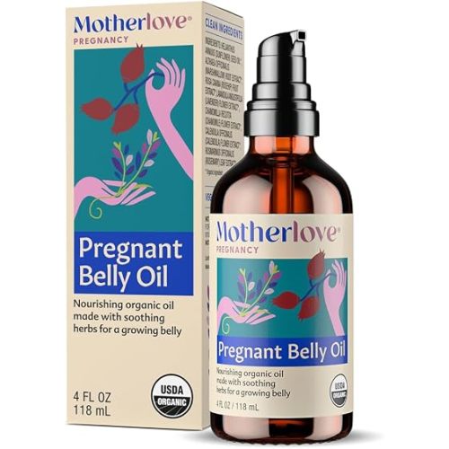 Motherlove Pregnant Belly Oil (4 oz) Natural Moisturizer to Soothe Itchy Skin & Prevent Stretch Marks—USDA Organic, Vegan, & Cruelty Free