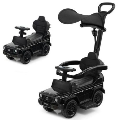 Costway 3 in 1 Ride on Push Car Mercedes Benz G350 Stroller Sliding Car w/ Canopy Black