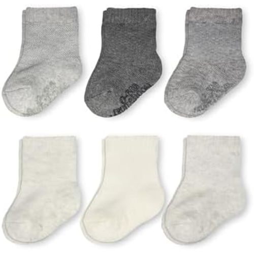 Fruit of the Loom All Weather Baby & Toddler Socks - Cotton Crew Socks with Grips for Boys, Girls and Unisex
