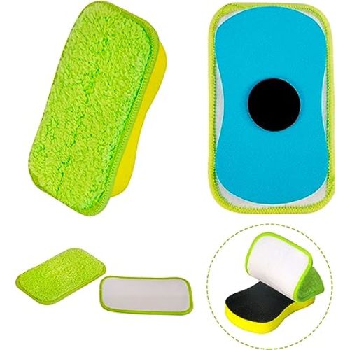 2 Packs Chalkboard Eraser - Washable Reusable Microfiber Eraser Cleaning Chalk/Markers/Duster Tool in Home Classroom Office Attached 2 Pcs Microfiber Cloth WP03