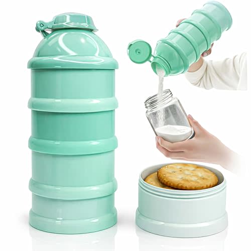 Mommy's Helper Baby Formula Dispenser On The Go, Stackable Travel Formula Container To Go, Non-Spill Pour Spout, 4-Compartment Powder Storage (Tidal Teal)