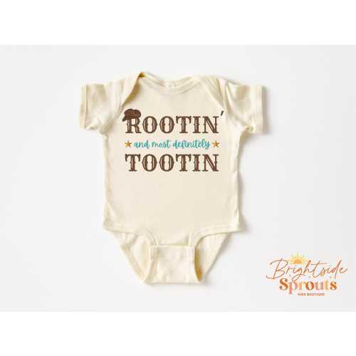 Rootin and Most Definitely Tootin Baby Onesie® Western Toddler Shirt, Cute Funny Retro Country T-Shirt, Funny Baby Announcement Bodysuit