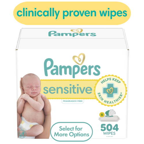 Pampers Sensitive Baby Wipes, 6-Pack, 504 Count, Swaddlers Pop Top