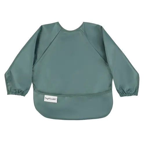 Tiny Twinkle Mess Proof Baby Bib,Waterproof Smock Baby Bib for Eating,Machine Washable Long Sleeve Bib,Baby Led Weaning,Toddler Bib,BLW Supplies(Olive Green, Small 6-24 Months)