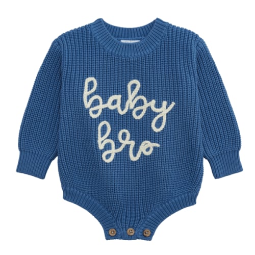 Blue Sweater Bubble 0-3M Cotton Babywear | Mud Pie