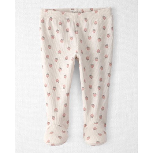 Baby Girl Organic Cotton Rib Footed Pants - NB size