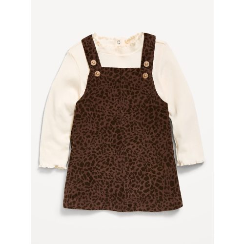 Sleeveless Corduroy Dress and Long-Sleeve Top Set for Baby