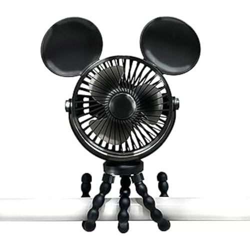 J.L. Childress Disney Baby Mickey Mouse Stroller Fan, Tripod Clip On Fan for Baby & Kids with 3 Speeds & 360 Rotation, use for Car, Travel, Handheld, Portable & Rechargeable, Summer Essential