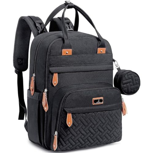 BabbleRoo Extra Large Diaper Bag Backpack, Expandable Baby Bag with Up to 50% More Capacity - Travel Essentials Baby Bag Tote with Changing Pad, Stroller Straps & Pacifier Case - Unisex, Black