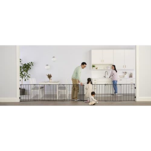 Regalo Safety 192" Super Wide Baby Gate & Play Yard, 2-in-1 Convertible Extra Wide Safety Barrier, Hardware Mounted for Toddlers & Pets, Tested & Safe for 30 Years, American Designed & Owned, Black