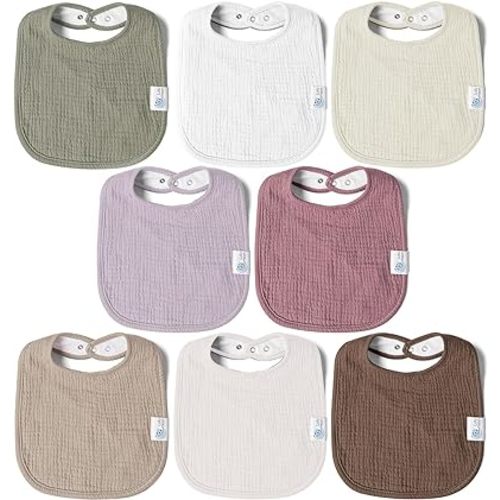 lulumoon Muslin Baby Drool Bibs Absorbent Bandana Bibs 100% Cotton for Drooling Baby Girls Boys(Dusty Rose)