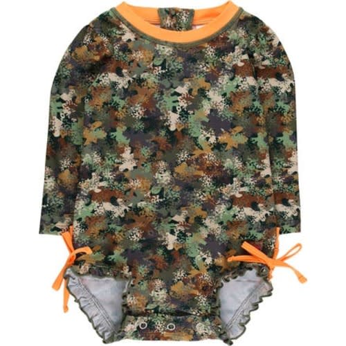 Baby Girls Long Sleeve UPF50+ One Piece Rash Guard, 3-6M