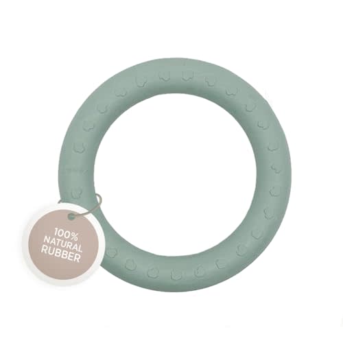HEVEA Kawan Teething Ring for Babies - 100% Natural Rubber Soothing Teether Toy, BPA-Free & Vegan, Easy-Grip for Soothing Gums (Seafoam Blue)