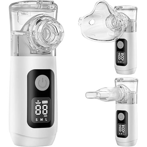 Smart Digital Display Portable Nebulizer for Adults and Kids, Rechargeable with Three Adjustable Mist Levels for Travel and Home Us-0518-NE07B-LUE-A9