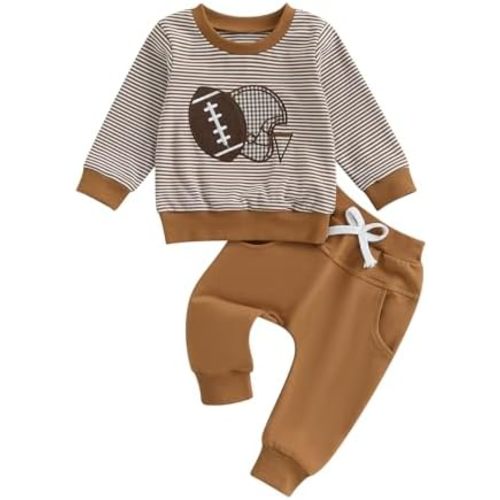 Toddler Baby Boy Football Outfits Football Long Sleeve Sweatshirt Jogger Pants Set 2Pcs Boys Fall Winter Clothes
