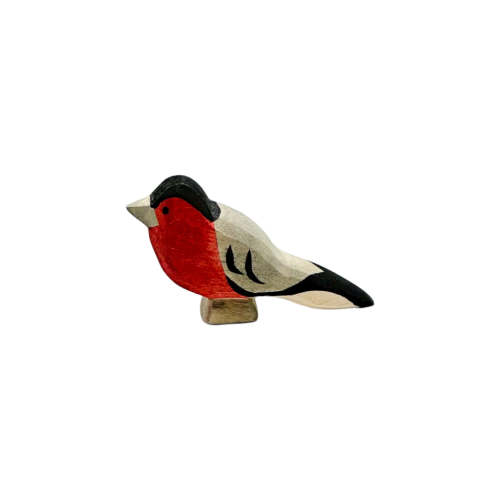 Handcrafted Open Ended Wooden Toy Bird - Bullfinch