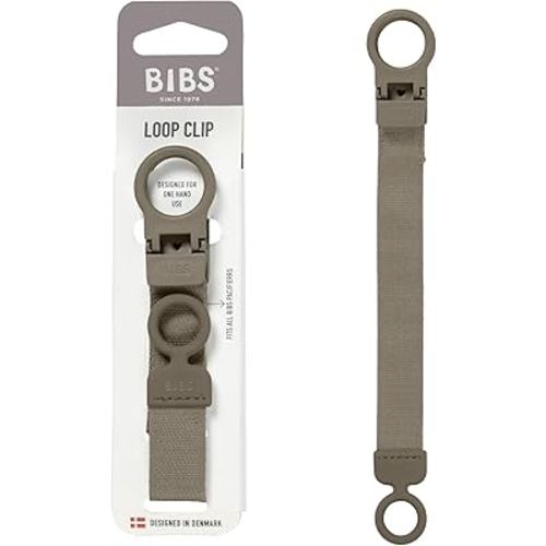 BIBS Loop Pacifier Clip - Sleek, Secure One-Handed Operation, Fits All BIBS and Most Brands, Machine Washable, Slim Profile for Comfort, Ages 0+ - Dark Oak